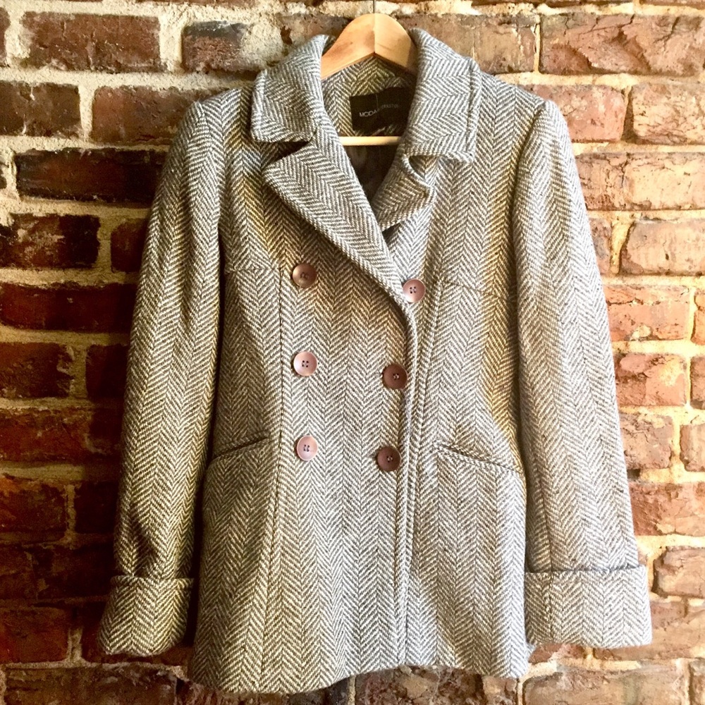 Moda International Vintage Tweed Pea Coat